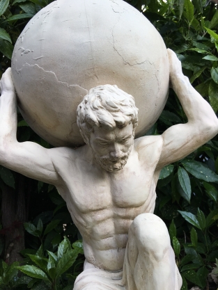 Statue von Atlas - 70 cm - Vintage-Look - Polystone